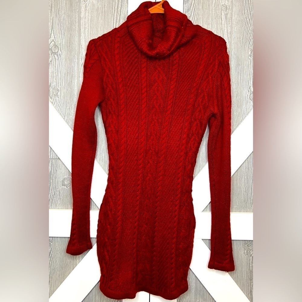 B14.34 Cable Knit Ribbed Fitted Sweater Dress Brick Red Size 0-4